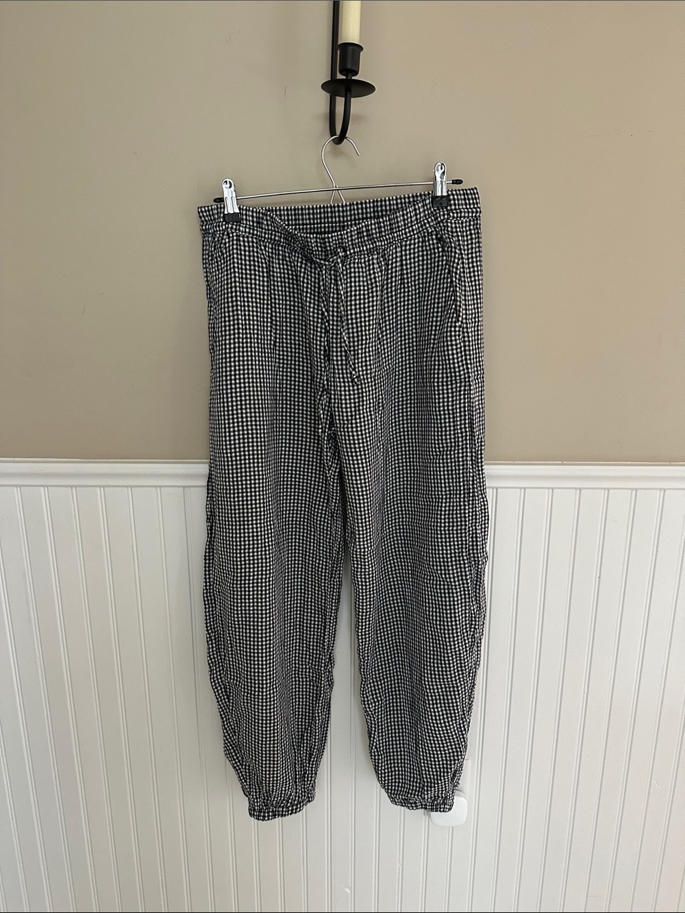 Black & White Check Drawstring Pants